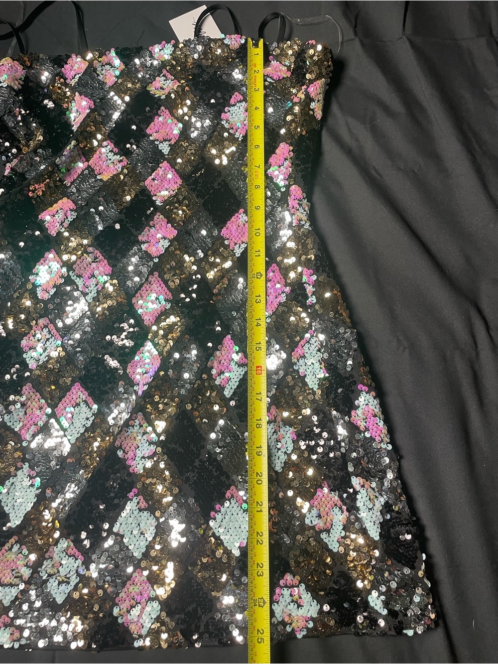 NWT 12th Tribe Girls' Sequin Diamond Party Dress - Black, Pink & Mint - Picture 6 of 8
